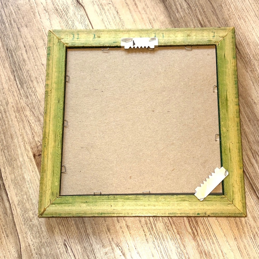 Vtg Ornate Square Wall Mirror Gold Verdigris Floral Scrollwork Frame 9.5in - Picture 14 of 16